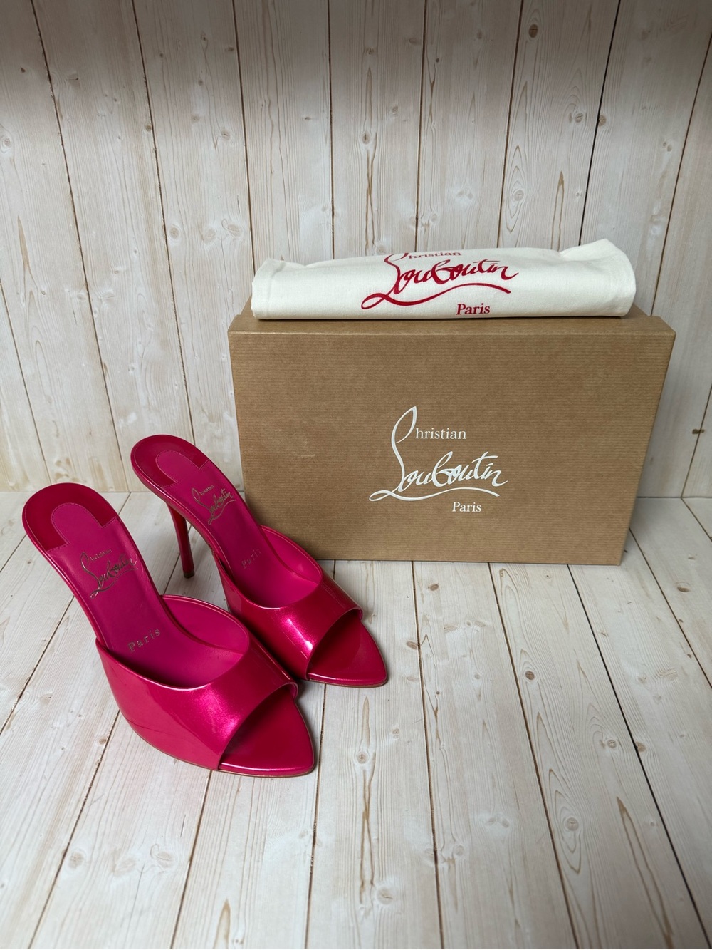 Christian Louboutin Miss Z Pointed Toe Mule Sandal Pinup Pink Sz 36 / 6 - Picture 2 of 13